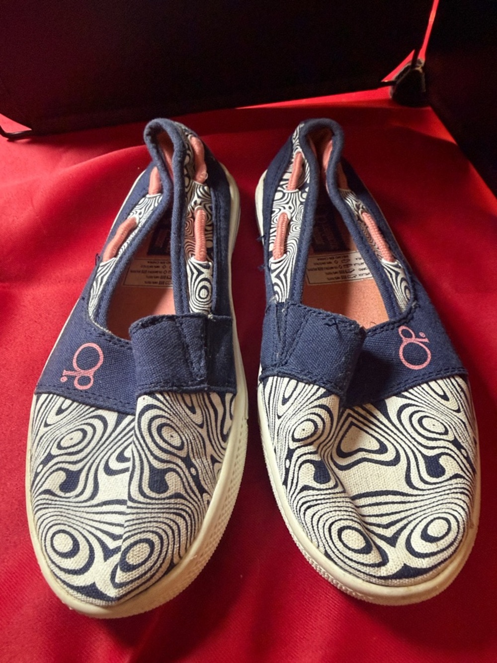 OP Girls Navy & Pink Swirl Slip-On Sneakers
